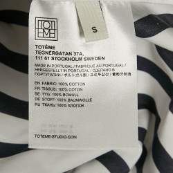 Pre Owned Toteme Black/Blue Striped Cotton Asymmetric Shirt S