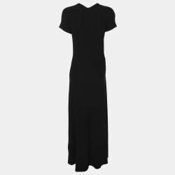 Toteme Black Fluid Jersey Short Sleeves Flared Maxi Dress XS
