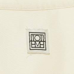 Pre Owned Toteme Cream Silk Pleated Long Sleeve Shirt M