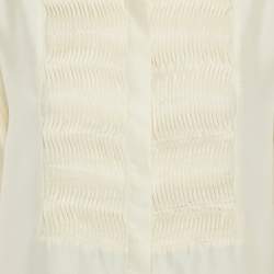 Pre Owned Toteme Cream Silk Pleated Long Sleeve Shirt M