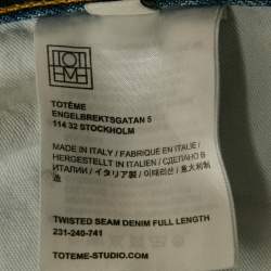 Toteme Blue Twisted Seam Denim Full Length Jeans S Waist 27"