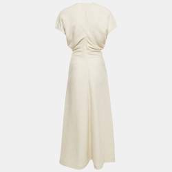 Pre Owned Toteme Cream Knit Crinkle Textured Maxi Dress XS