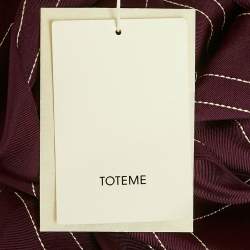 Pre Owned Toteme Burgundy Monogram Embroidery Satin Silk Pajama Shirt L
