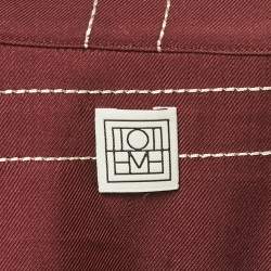 مملوكة مسبقًا Toteme Burgundy Monogram Silk PJ Top XL
