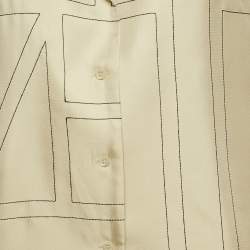 Pre Owned Toteme Beige Monogram Embroidery Silk Pajama Shirt S