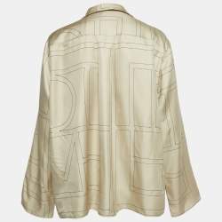 Pre Owned Toteme Beige Monogram Embroidery Silk Pajama Shirt S