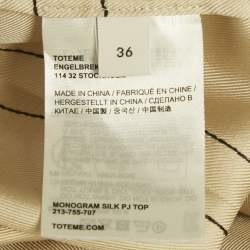 Pre Owned Toteme Beige Monogram Embroidery Silk Pajama Shirt S