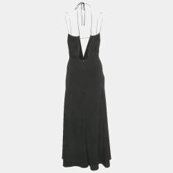 Pre Owned Toteme Black Silk Gathered Halter Neck Maxi Dress S