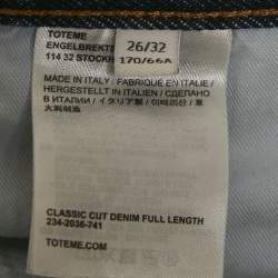 Pre Owned Toteme Blue Denim Classic Cut Denim Full Length Jeans S/Waist26"