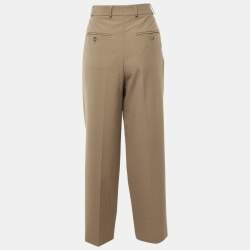 مملوكة مسبقًا بنطلون توتيم كريمي بنمط كريب مطوي مقاس صغير/خصر 31 بوصة