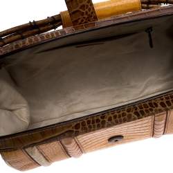 Trussardi Multicolor Croc Embossed Leather Shoulder Bag