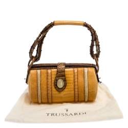 Trussardi Multicolor Croc Embossed Leather Shoulder Bag