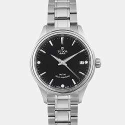 Tudor Black Stainless Steel  Style 12300-0004 Automatic Women's Wristwatch 34mm