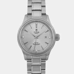 Pre Owned Tudor Silver Diamond Stainless Steel Style 12100-0003 Automatic Women's Wristwatch 28 mm
