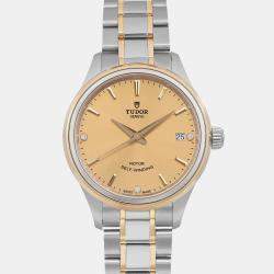 Tudor Champagne Diamond Yellow Gold Stainless Steel Style 12303-0004 Automatic Women's Wristwatch 34 mm 