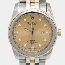 Tudor Champagne Diamond 18k Yellow Gold Stainless Steel Glamour 53003-0006 Women's Wristwatch 31 mm