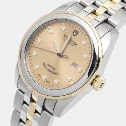 Tudor Champagne Diamond 18k Yellow Gold Stainless Steel Glamour 53003-0006 Women's Wristwatch 31 mm
