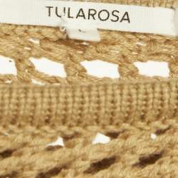 Pre Owned Tularosa Tan Crochet One Shoulder Peek A Boo Mini Dress L