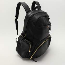 TUMI Black Leather Voyageur Calais Backpack