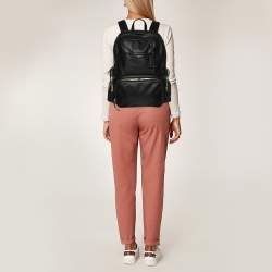TUMI Black Leather Voyageur Calais Backpack