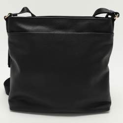 TUMI Black Leather Voyageur Messenger Bag