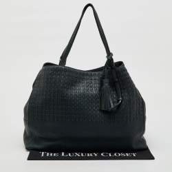 TUMI Dark Green Leather Shopper Tote