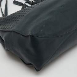 TUMI Dark Green Leather Shopper Tote