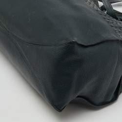 TUMI Dark Green Leather Shopper Tote