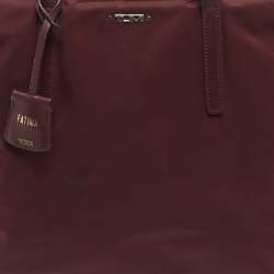Pre Owned TUMI Burgundy Leather and Nylon Voyageur Everyday Tote