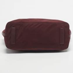 Pre Owned TUMI Burgundy Leather and Nylon Voyageur Everyday Tote