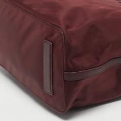Pre Owned TUMI Burgundy Leather and Nylon Voyageur Everyday Tote