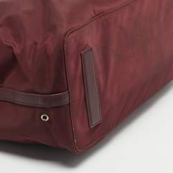 Pre Owned TUMI Burgundy Leather and Nylon Voyageur Everyday Tote