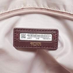 Pre Owned TUMI Burgundy Leather and Nylon Voyageur Everyday Tote