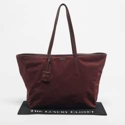 Pre Owned TUMI Burgundy Leather and Nylon Voyageur Everyday Tote