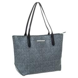 Tumi Grey/Black Coated Canvas and Leather Shopper Tote