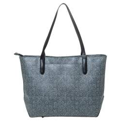 Tumi Grey/Black Coated Canvas and Leather Shopper Tote
