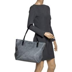 Tumi Grey/Black Coated Canvas and Leather Shopper Tote