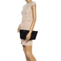 Pre Owned Tumi Black Nylon Zip Pocket Travel Clutch