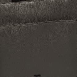 Pre Owned TUMI Dark Grey Grain Leather Front Pocket Tote