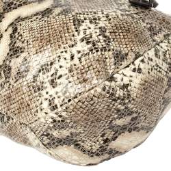 Pre Owned TUMI Brown/Beige Python Effect Leather Zip Shoulder Bag