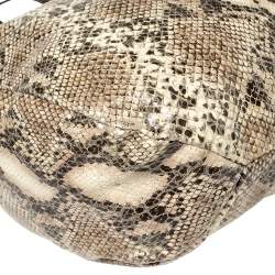 Pre Owned TUMI Brown/Beige Python Effect Leather Zip Shoulder Bag