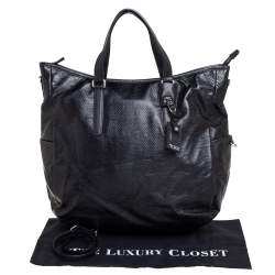 TUMI Black Python Effect Coated Fabric Lucerne Tote