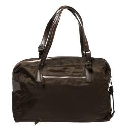 Pre Owned TUMI Brown Nylon and Leather Cortina Boarding Bag