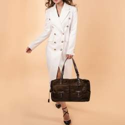 Pre Owned TUMI Brown Nylon and Leather Cortina Boarding Bag