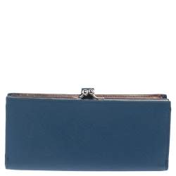 TUMI Blue Leather Kisslock Wallet