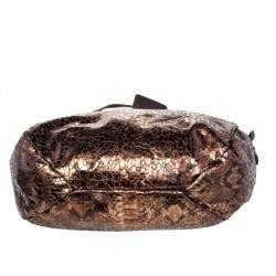 TUMI Metallic/Brown Python Effect Fabric and Leather Bag