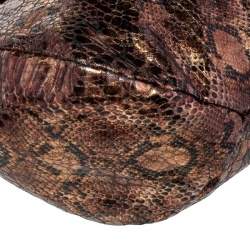 TUMI Metallic/Brown Python Effect Fabric and Leather Bag