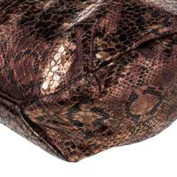 TUMI Metallic/Brown Python Effect Fabric and Leather Bag