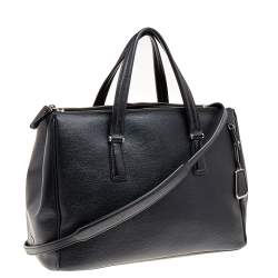 Pre Owned Tumi Black Leather Large And Double Zip Carry All Tote
