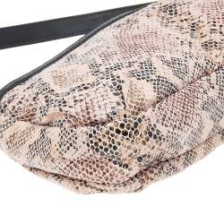 TUMI Black/Beige Python Effect Leather Zip Shoulder Bag